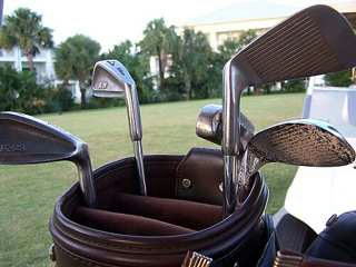 Golf clubs in a bag, for a page on choosing golf clubs for beginners